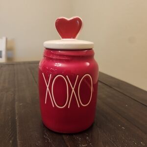 Rae Dunn "XOXO" Ceramic Canister with a Heart-Shaped Lid Topper